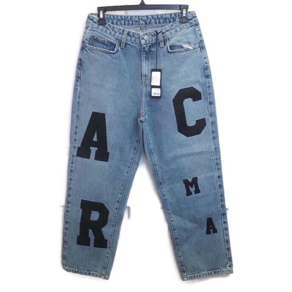 LF CARMAR Jeans High waist loose fit Baggy Logo Spell out Ankle jeans 27 NWT Y2K